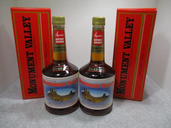 古酒★2本セット MONUMENT VALLEY モニュメントバレー バーボン ウイスキー12年 750ml 40% 箱付 未開栓 D9912.D9911