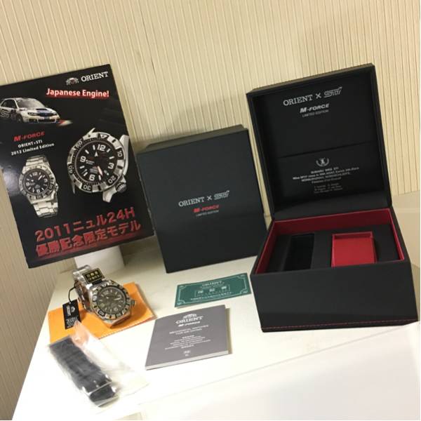 【新品未使用】ORIENT×STI M-FORCE 2012 LIMITED EDITION WV0061EL 2011ニュル24H優勝記念モデル 限300個 自動巻手巻き付 腕時計 パネル付