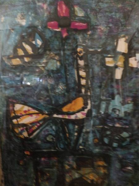 ☆ポール・オーガスティン・アイズピリ「青い壁の花」 直筆サイン入り リトグラフ