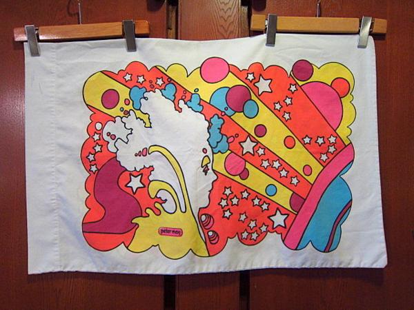 70s ビンテージ　PETTER MAX ピローカバー ビンテージ70's☆Peter Max ピローケース D☆60's80'sピーターマックス