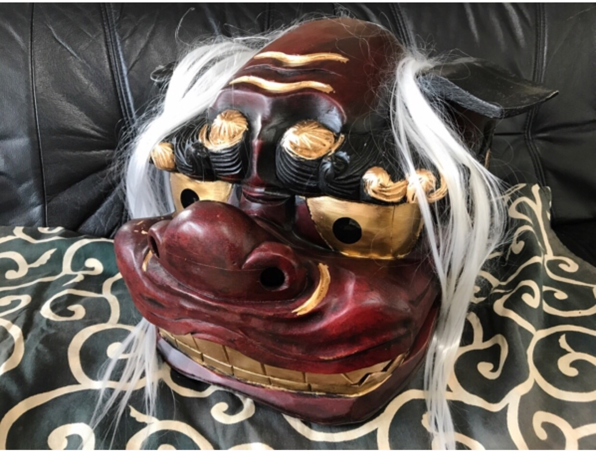宇津 獅子頭9寸 能面 権九郎 獅子舞 木彫り 神楽面 魔除け Yahoo 