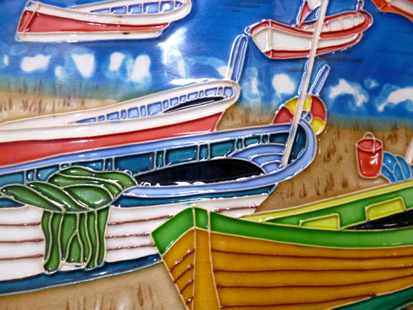 BIGサイズ　陶板画 20号 浜辺の船　TB019_2