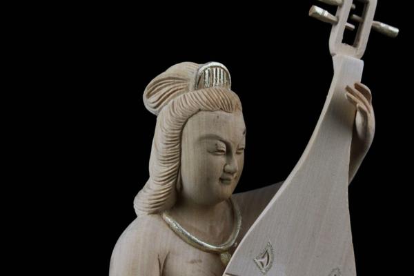 昊】仏教美術 木彫 裸弁天 弁財天像 七福神 秘宝 春画彫刻 置物[H91Hs
