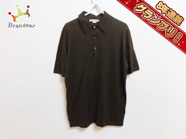 ジョンスメドレー JOHN SMEDLEY トップス 半袖ポロシャツ サイズM ダークブラウン メンズ