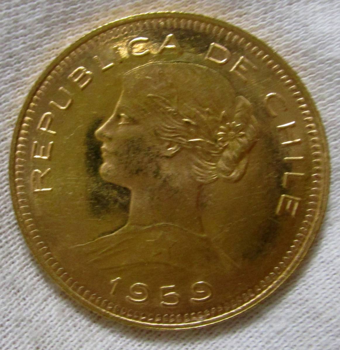 １９５９年　チリ　１００ペソ金貨