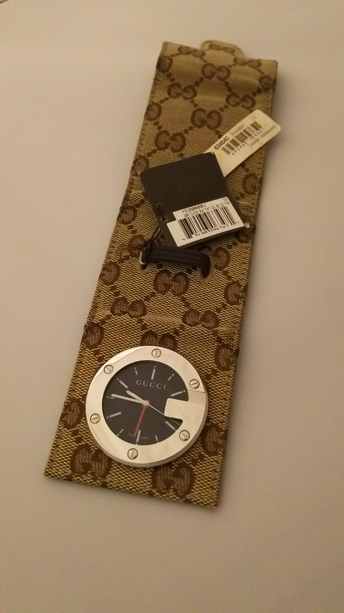 新品未使用GUCCI グッチ トラベルクロック 置時計 レザー ブラウン