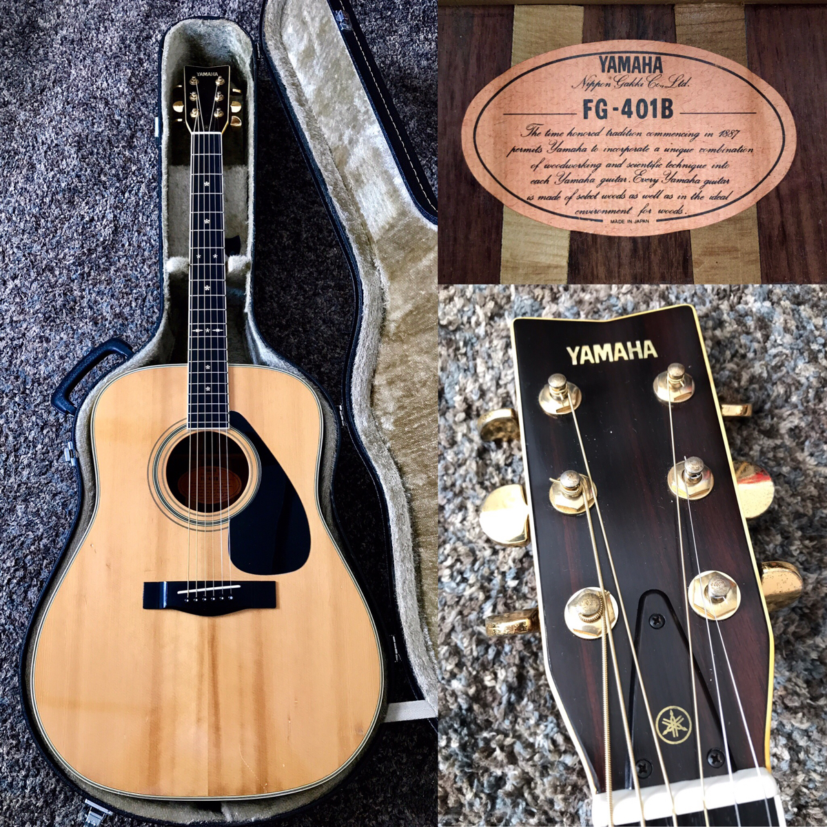 ☆ヤマハ YAMAHA FG-401B オレンジラベル 80年前後製 ハードケース付