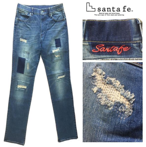 裾上げ無料 santafe サンタフェ キングサイズ パッチワーク ストレッチデニムパンツ size52 3L ウエスト91～97ｃｍ 楽々ウエストストレッチ