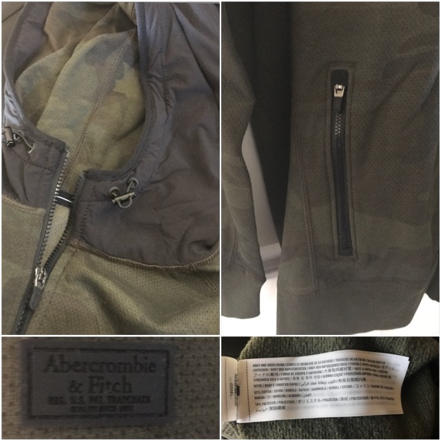 新品 アバクロ★メンズ スポーツ アクティブ スウェット ジップパーカー M 迷彩