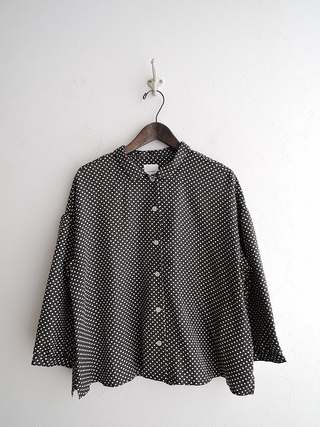 ■ガーゼ Gauze# *七分袖ドットとろみシャツ*Fブラウス水玉リンネルナチュリラレディース1017【41J71】