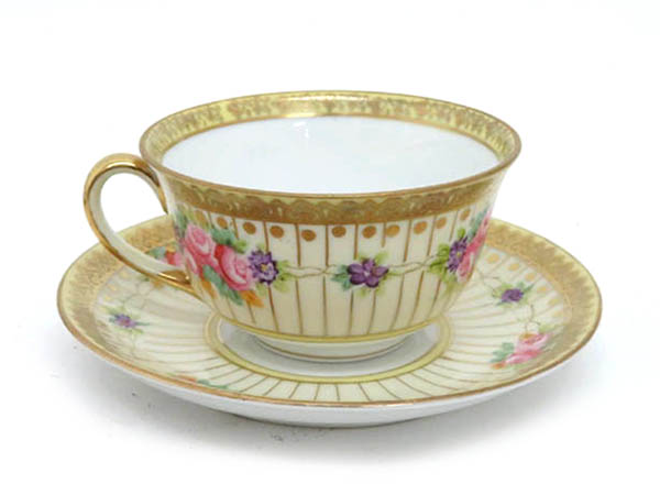 □同梱NG□ ○1円 オールド ノリタケ 金彩 薔薇紋 ティーセット カップ 