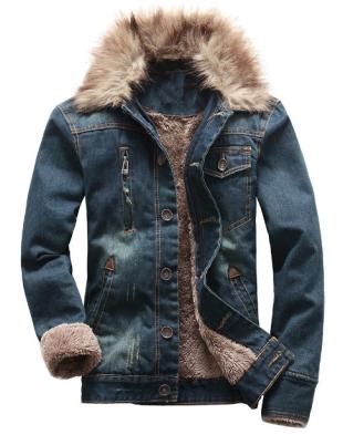 新作 メンズ 冬 デニム ジャケット ジャンバー 細身 裏ボア ダークブルーL