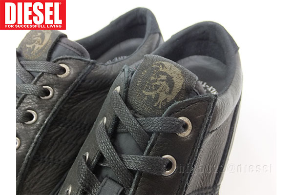 ★DIESEL 新品 ディーゼル メンズ ローカット レザー スニーカー D-STRING LOW サイズ26.5cm ブラック/黒 正規品