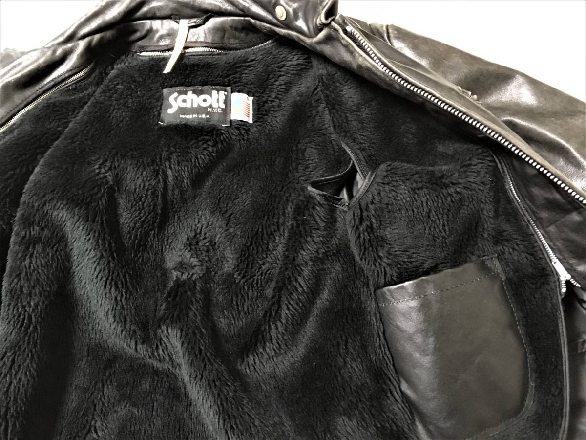 141！ライナー付！皮革クリーニング済！】 Schott ショット レザー 