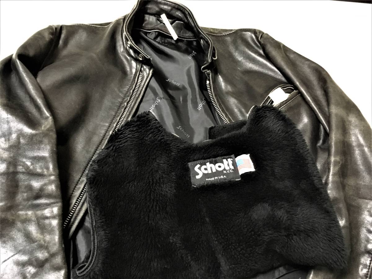 141！ライナー付！皮革クリーニング済！】 Schott ショット レザー 