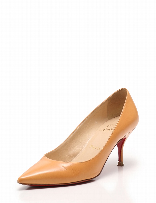 クリスチャンルブタン Christian louboutin パンプス ヒール オレンジ 23.5cm シューズ 無地 36.5 レザー 3090438 保存袋 スペアリフト付き