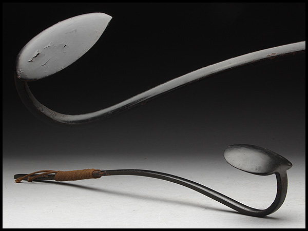 AX135 時代物 鉄地黒漆如意・鉄造黒漆如意・鐵胎黒漆如意・鉄如意・鐡如意・鐵如意☆寺院法具法器茶道具仏教美術佛教美術鉄器