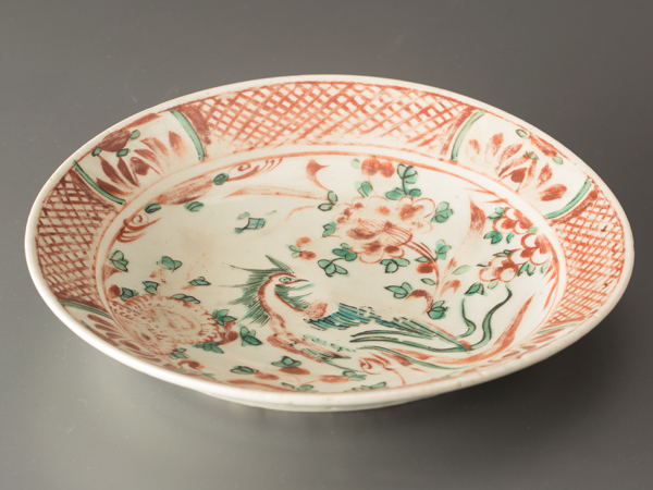 流】中国古玩 呉須赤絵皿 箱付 BN738 中国明時代 呉州赤絵大皿