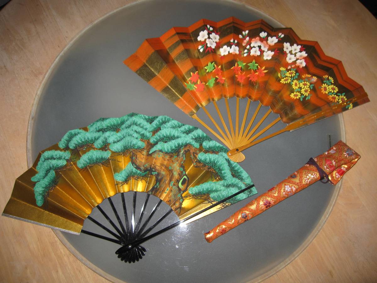 舞扇 舞扇 扇子 能扇 御舞扇/日本舞踊 扇子袋 【中古】 「桜 ピンク 