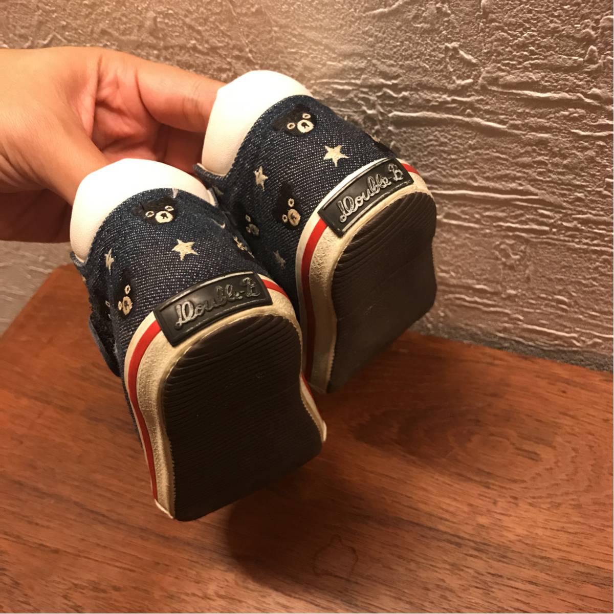 ダブルB☆13.0cm プチベア 靴 スニーカー 刺繍 デニムmikihouse