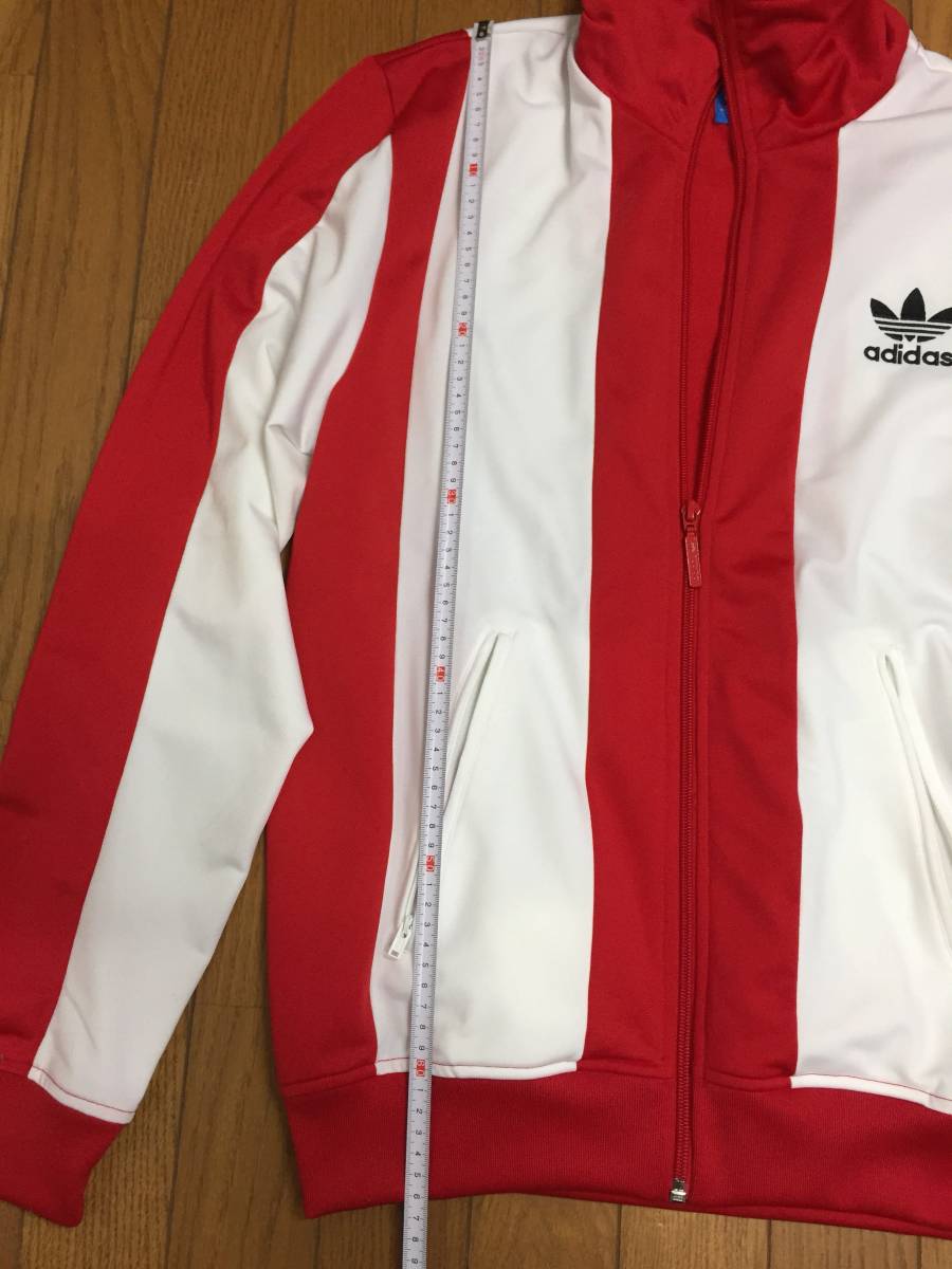 アディダス トラックジャケット ジャージ サイズ O 赤 白 中古