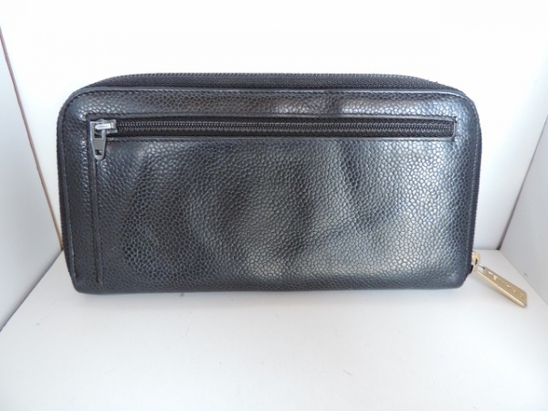 シャネル CHANEL 財布 長財布 キャビアスキン 黒 ラウンドファスナー/ココマーク キャビアスキン