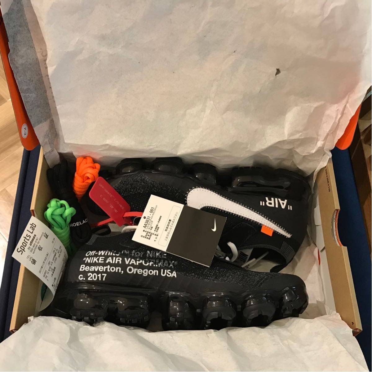 ☆atmos購入☆off-white AIR VAPORMAX FK the ten 26.5cm US8.5 ナイキ NIKE オフホワイト エアヴェイパーマックス ベイパーマックス
