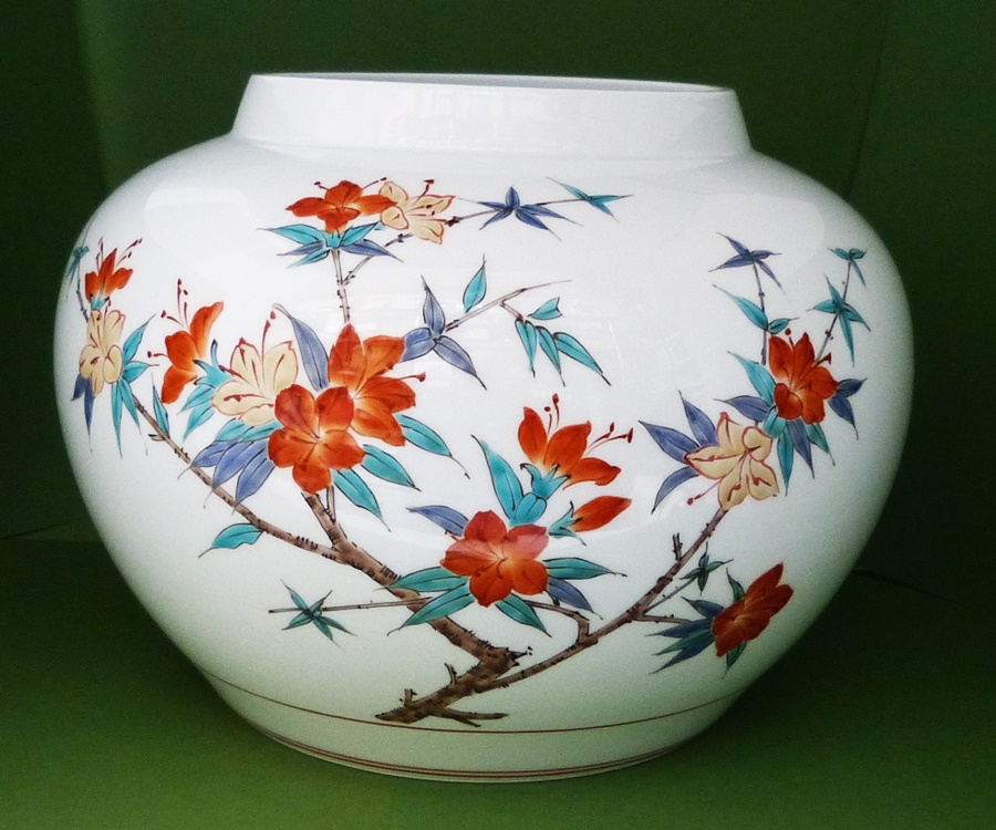 ◇◇奥川俊右衛門 奥川 俊右衛門 色絵花瓶 有田焼 白磁 花器 色絵