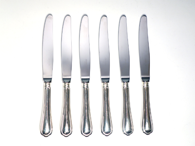 【新作入荷，限定セール】 A11358 Christofle クリストフル スパトゥール テーブルナイフ 銀 シルバー 刻印 6客 6本 セット 総重量 約580g(テーブルナイフ)｜売買されたオークション情報、yahooの商品情報をアーカイブ公開 - テーブルナイフ