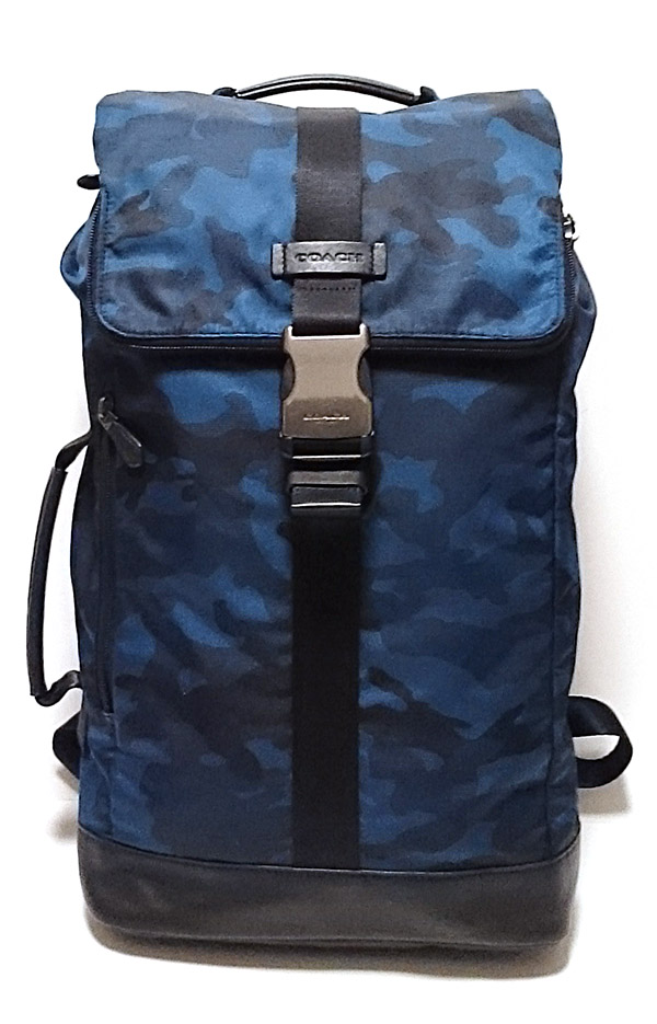 極美品☆COACH/コーチ ナイロン リュック/バックパック◇迷彩柄青 