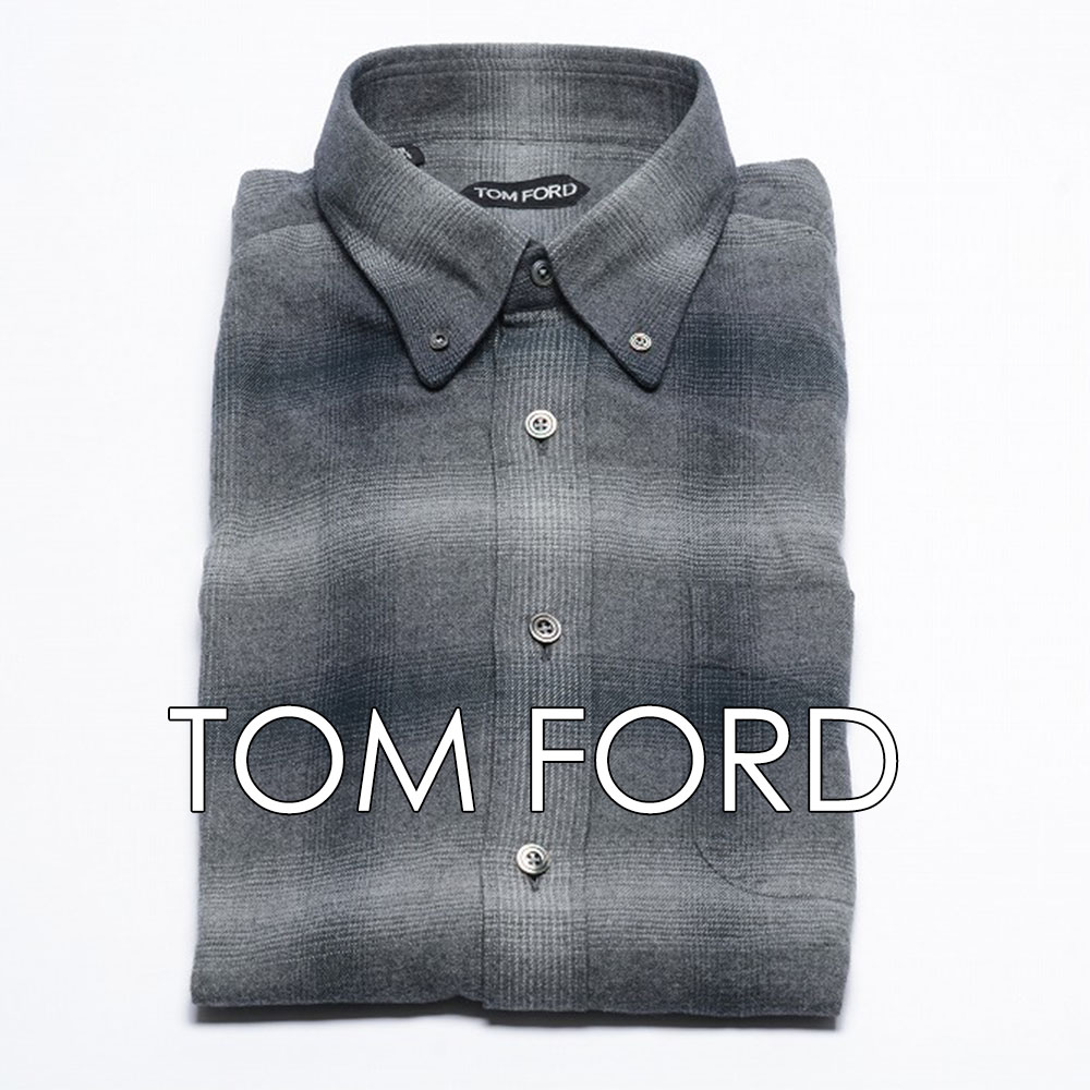新品 7.5万 TOM FORD 【39】ネルシャツ ボタンダウン チェック 長袖【メンズ】トムフォード 268440