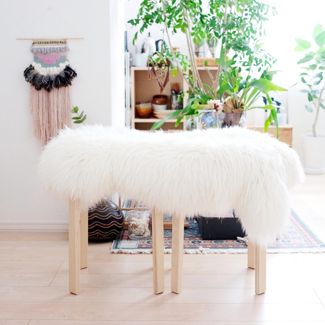 2017新品】IKEAイケア 羊皮ラグ ムートン ホワイト☆LUDDE90×55