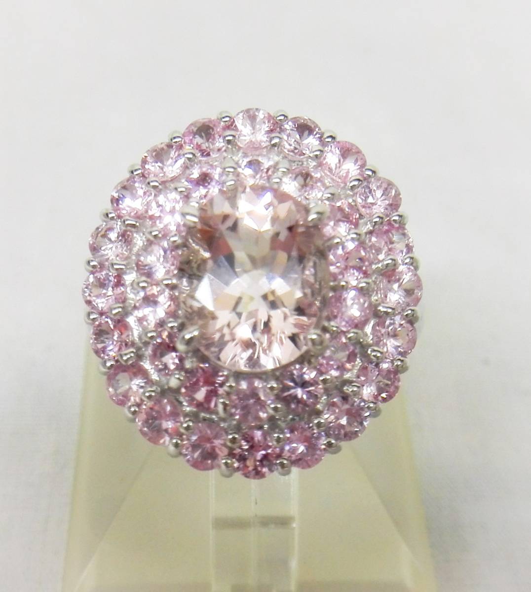 K14WG 天然 モルガナイト 2.27ct 天然 ピンクサファイア 指輪 リング 