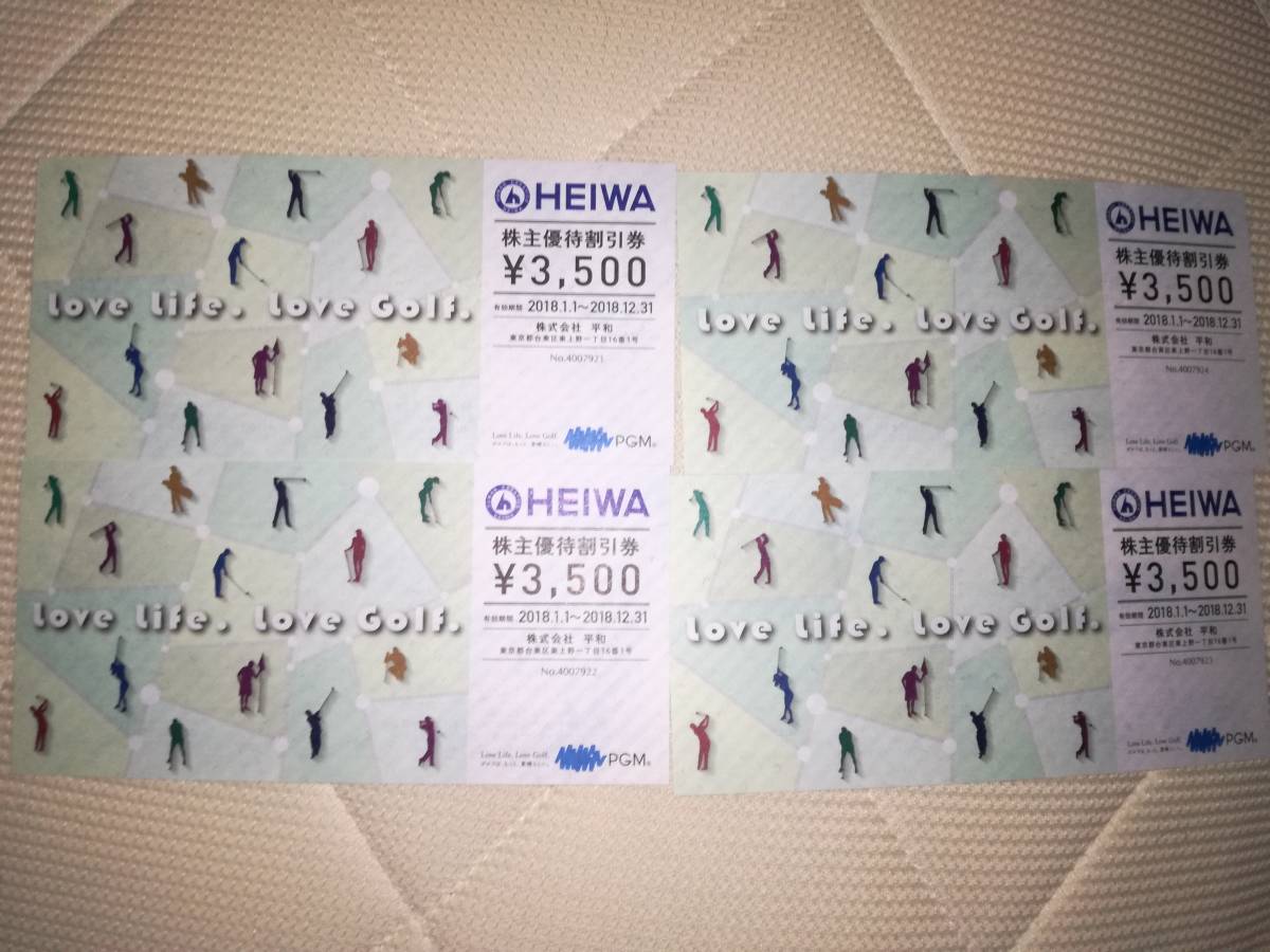 □HEIWA 平和 PGM 株主優待割引券 8枚 28000円分□ 平和株主優待割引券8枚（28，000円分）HEIWAー２○特定記録送料込○