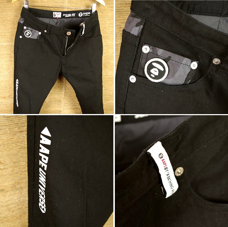 A BATHING APE/エイプ」ストレッチパンツ（黒）
