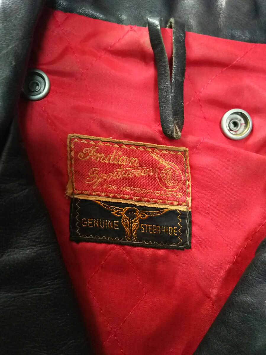 希少！50’sビンテージ・オリジナルINDIAN-MOTOR CYCLE Wライダース レザージャケット・ステアハイド・インディアン-モーターサイクル