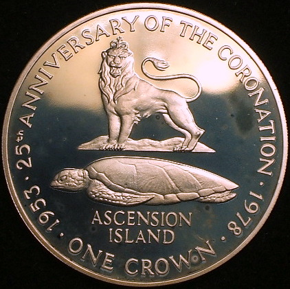 英領アセンション島大型銀貨】（1978年銘 28.3g プルーフ） 英領クック諸島