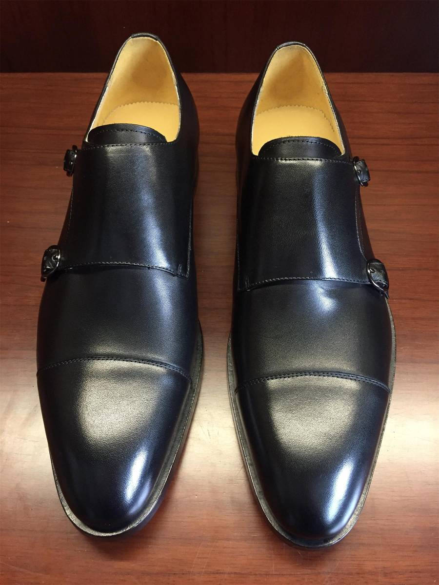 1円★本革新品★GEORGE GORDEN★8610-31 ★モンクストラップ 24.5cm★黑色 ★革底 本牛革 マッケイ製法