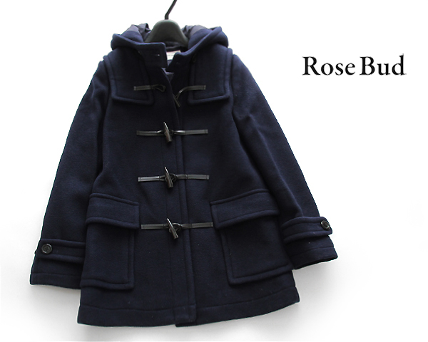 ROSE BUD ローズバッド☆ウールダッフルミディコート紺☆ ファッション 