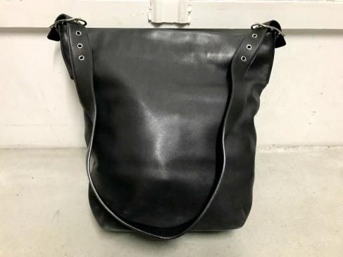 【希少】オールドコーチ/COACH　厚手グローブレザーバケツ型ショルダーバッグ　斜め掛け鞄　黒/ブラック