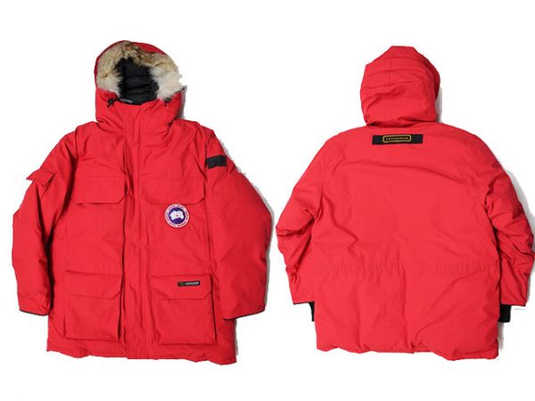 美品カナダ製カナダグースCANADA GOOSEエクスペディションパーカー4565M赤(L)ファー付ダウンジャケットEXPEDITION PARKA