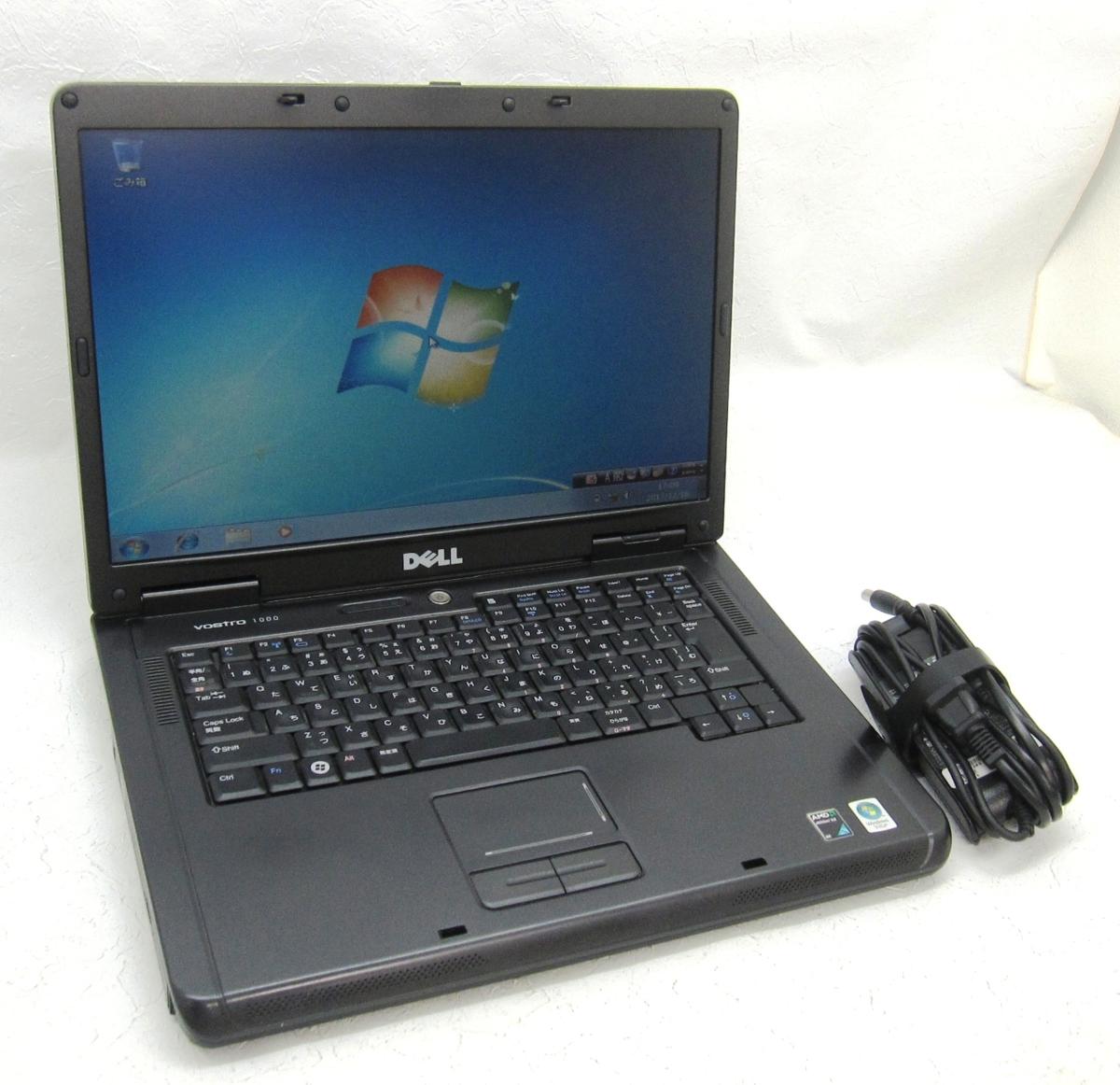●EM2002 DELL vostro1000 AMD Athlon（tm） 64 X2 Dual-Core Processor TK-57 メモリ1GB Windows7 MS Office 2010 中古ノートパソコン