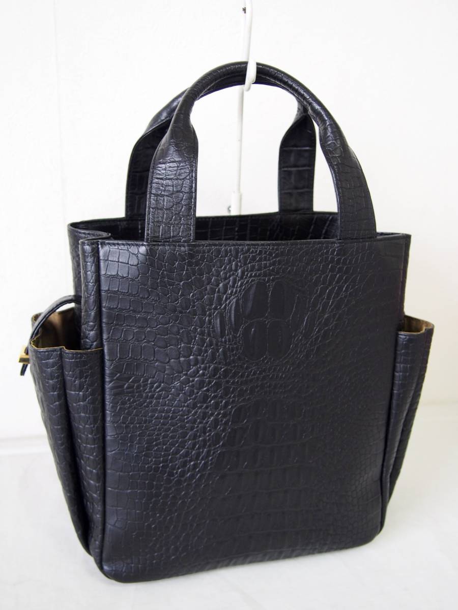 ◇未使用品*Madame Hiroko/マダムヒロコ*クロコ型押しレザー*トート