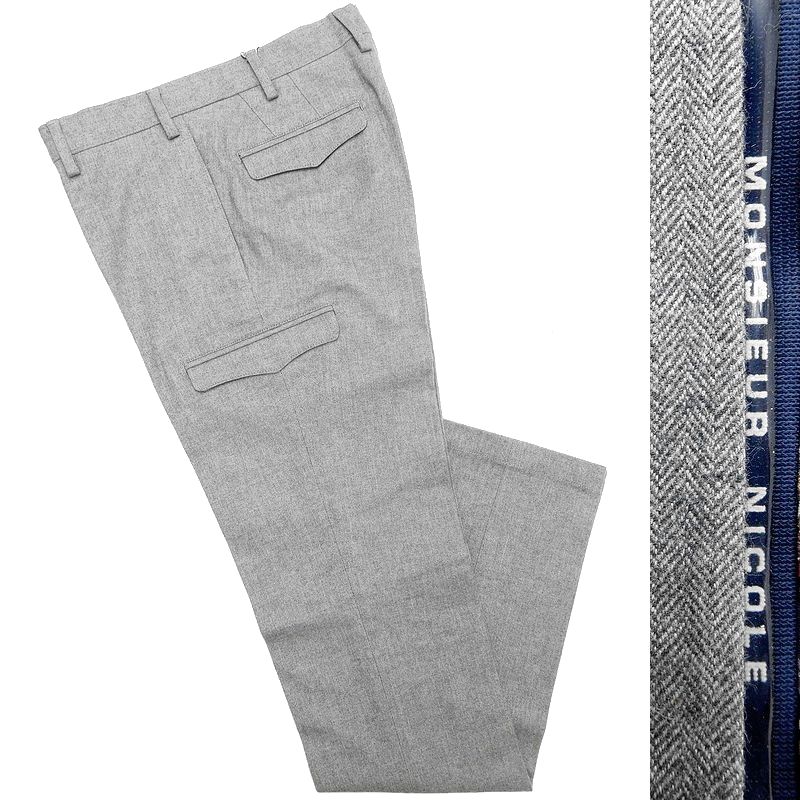  拘りの一本 ソフトサーモ使用 ストレッチ MONSIEUR NICOLE ムッシュ ニコル ヘリンボーン カーゴパンツ スラックス 46 / z116-41(Mサイズ)｜売買されたオークション情報、yahooの商品情報をアーカイ Mサイズ