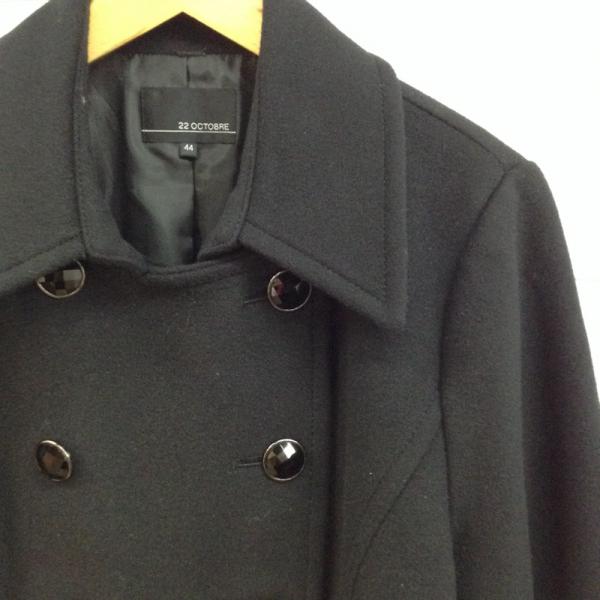 ヴァンドゥ オクトーブル アンゴラ混コート 黒 / ブラック 22OCTOBRE 無地 ウール