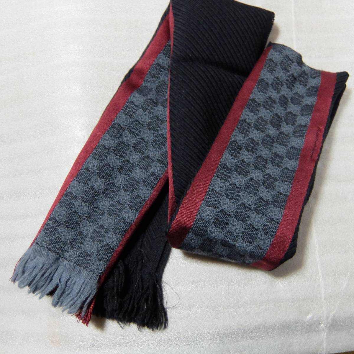 GUCCI◇高級シルク ウール◇GG ロゴ シェリーライン マフラー◇グッチ