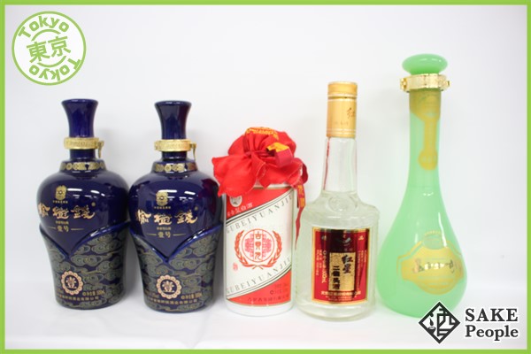 ●注目! 中国酒5本セット 紅星 二鍋頭 古見元 白酒 愉樹銭 長白山湖 白酒 緑翡翠 CD