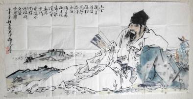 模写】 中国絵画 范曽 大幅マクリ 人物画 文人画 墨彩画(水墨画)｜売買 