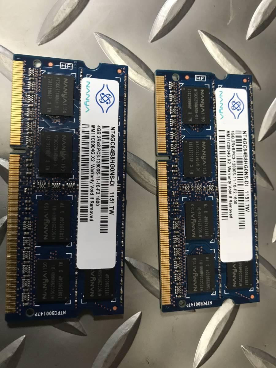 NANYA PC3-12800(DDR3-1600) 4GB×2 ジャンク扱い Nanya Memory 4GB