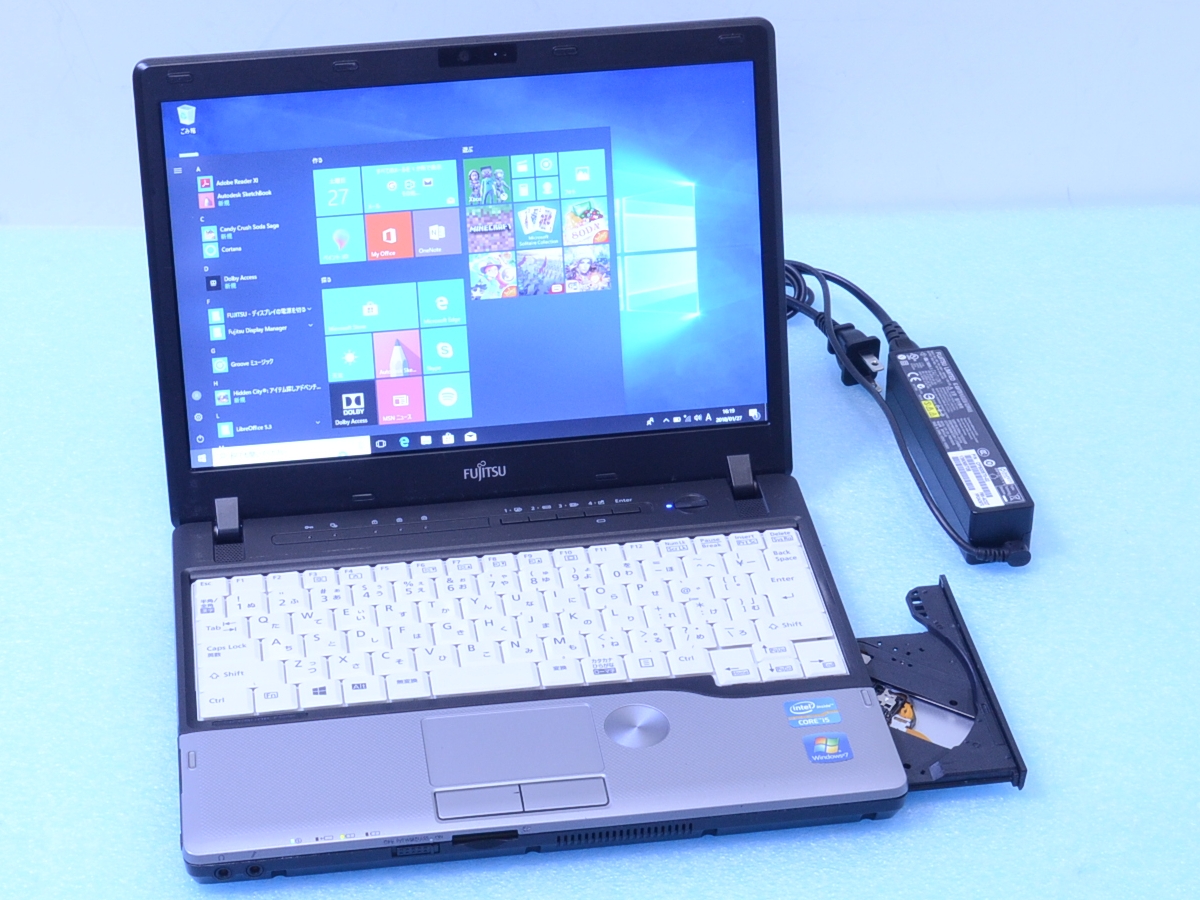 FMV P772/G Core i5 3340M-2.7GHz メモリ4GB SSD128GB マルチ WiFi Win10/Win7(DtoD) 小型軽量AC付 管理E07